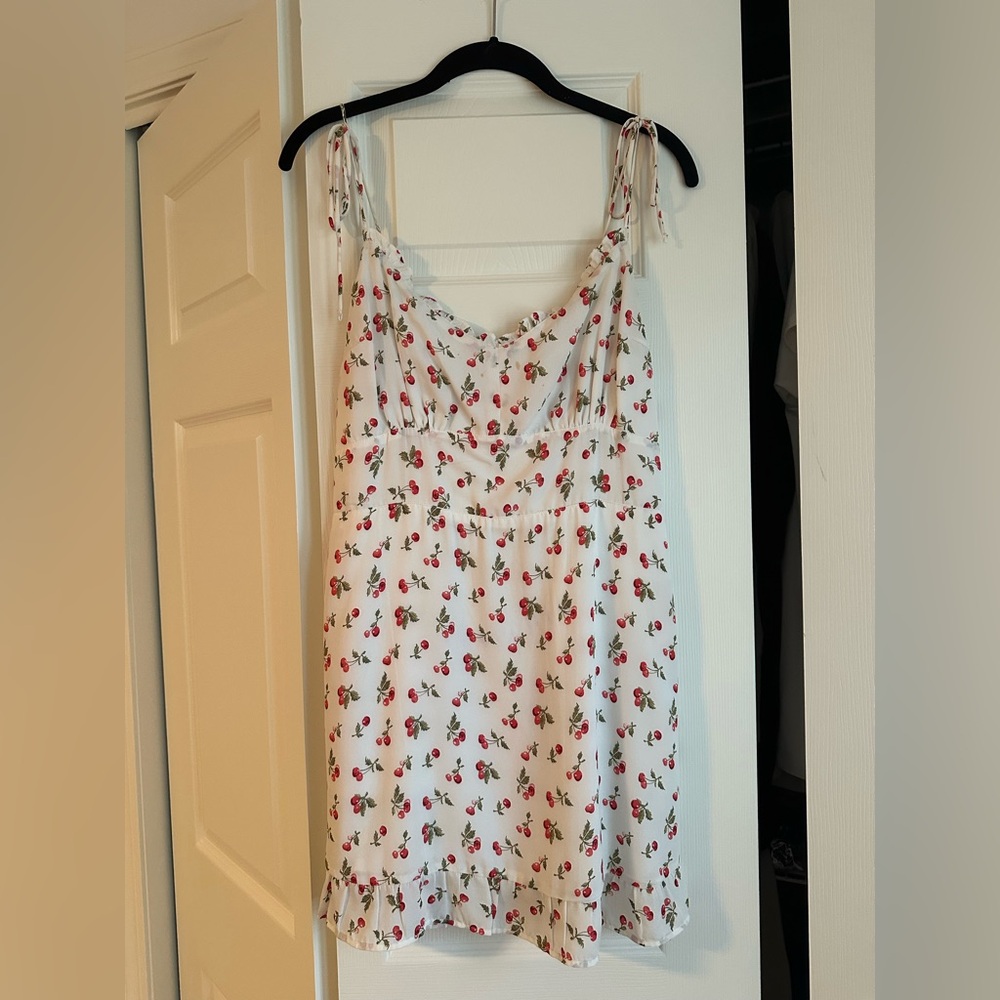 Abercrombie & Fitch White Dress with Cherry Pattern